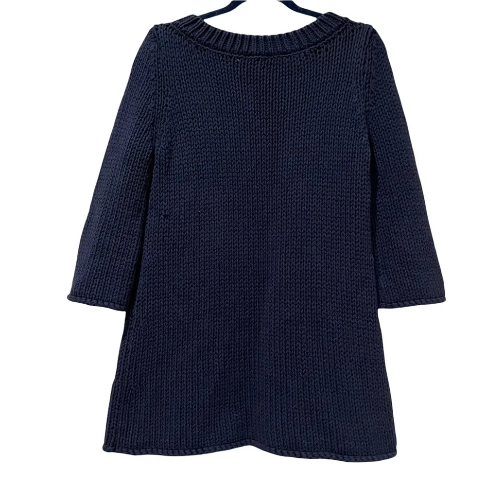 Soft Surroundings Small Navy Blue Chunky Sweater Top Tunic Dress 3/4 Sleeves - Picture 2 of 3